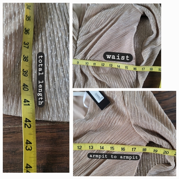 Betsy Adam Glitter Metallic Gold‎ Stretch Lightweight Drape Midi Formal Dress 12 - Picture 12 of 13